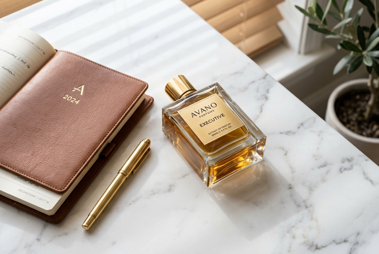 Avano Executive Perfume Bottle on Italian Marble Office Desk
